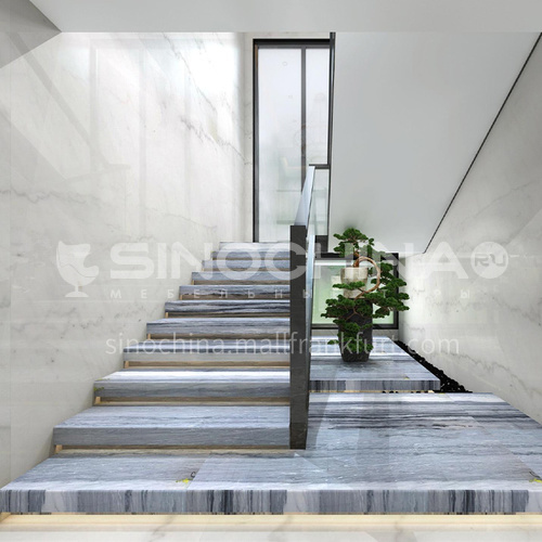 Natural gray modern wood grain marble staircase M-LB90S